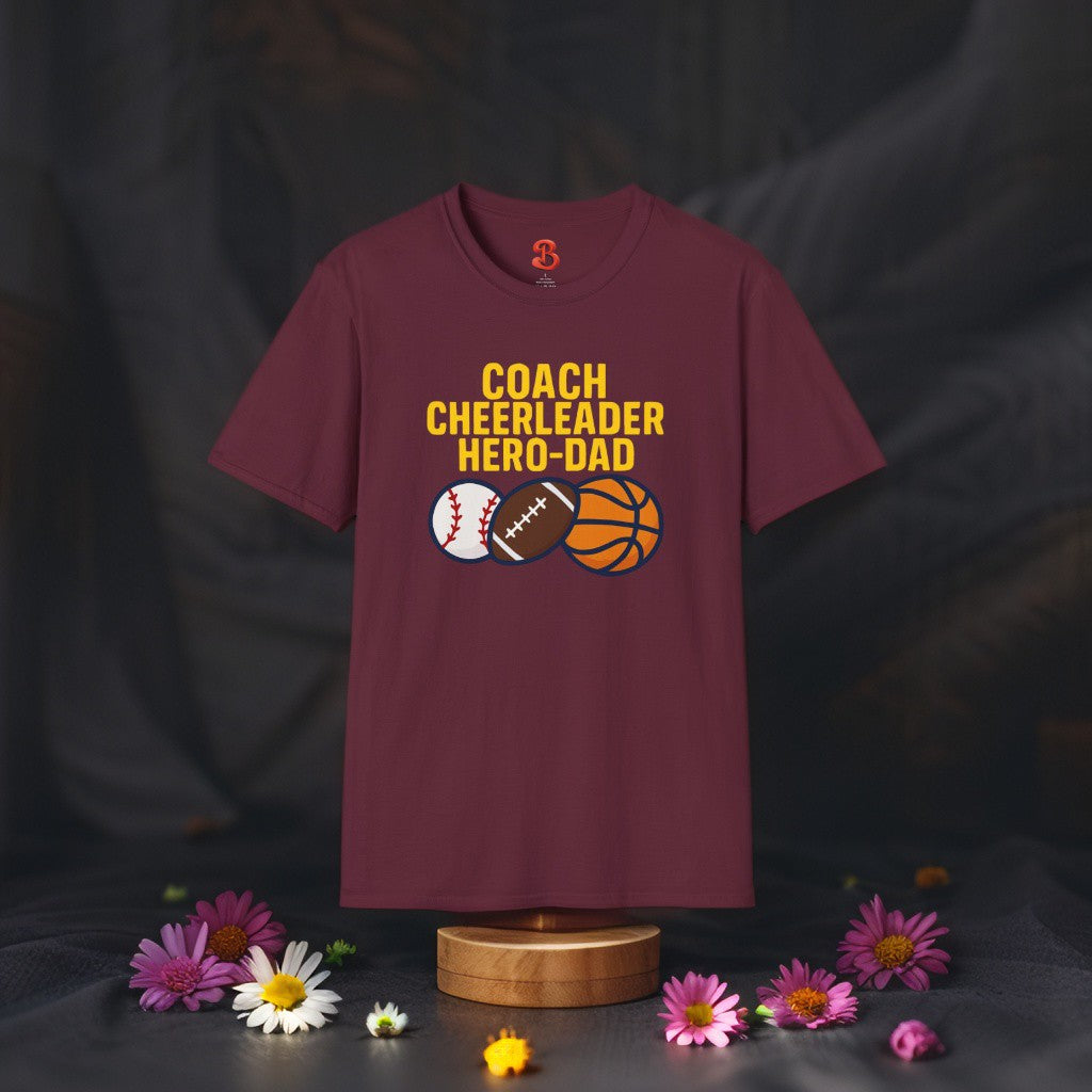 Coach Cheerleader Hero-Dad T-Shirt – Sports Gift for Dads