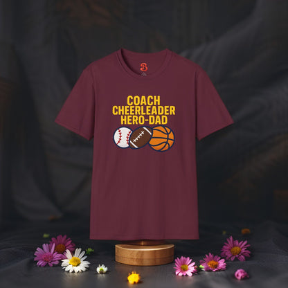 Coach Cheerleader Hero-Dad T-Shirt – Sports Gift for Dads