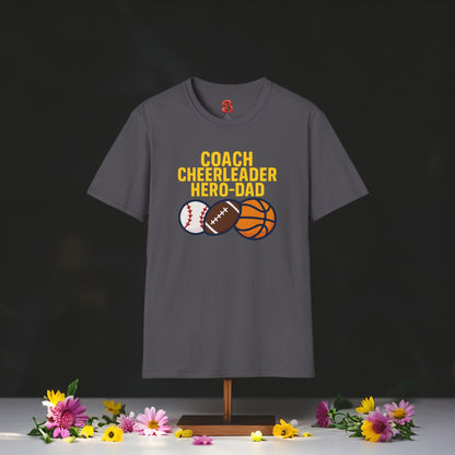 Coach Cheerleader Hero-Dad T-Shirt – Sports Gift for Dads