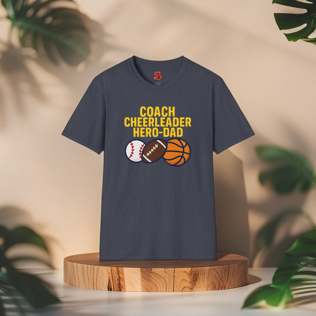 Coach Cheerleader Hero-Dad T-Shirt – Sports Gift for Dads