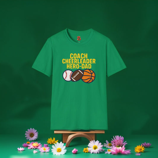 Coach Cheerleader Hero-Dad T-Shirt – Sports Gift for Dads