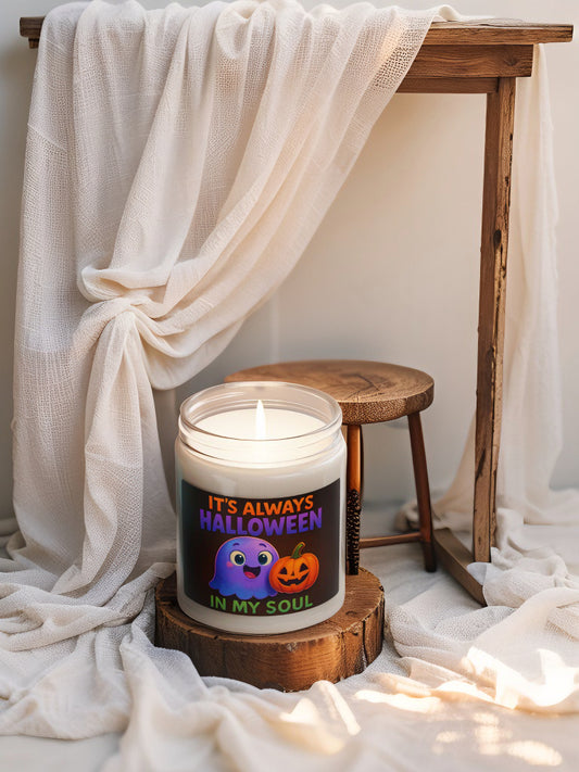 "Scented Decorative Jar Candle – It's Always Halloween in My Soul"