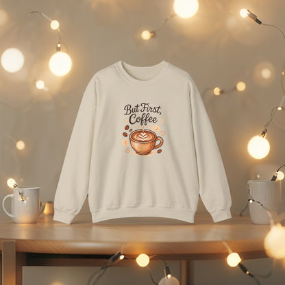 But First, Coffee Sweatshirt – Funny Minimal Tee for Coffee Addicts