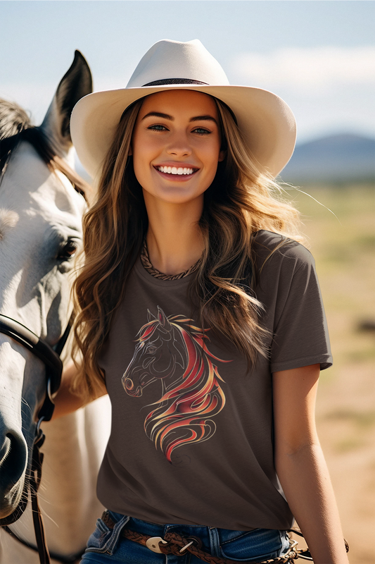 Shirt Fiery Horse - Unisex Black Tee - Bold Graphic T-Shirt for Horse Lovers