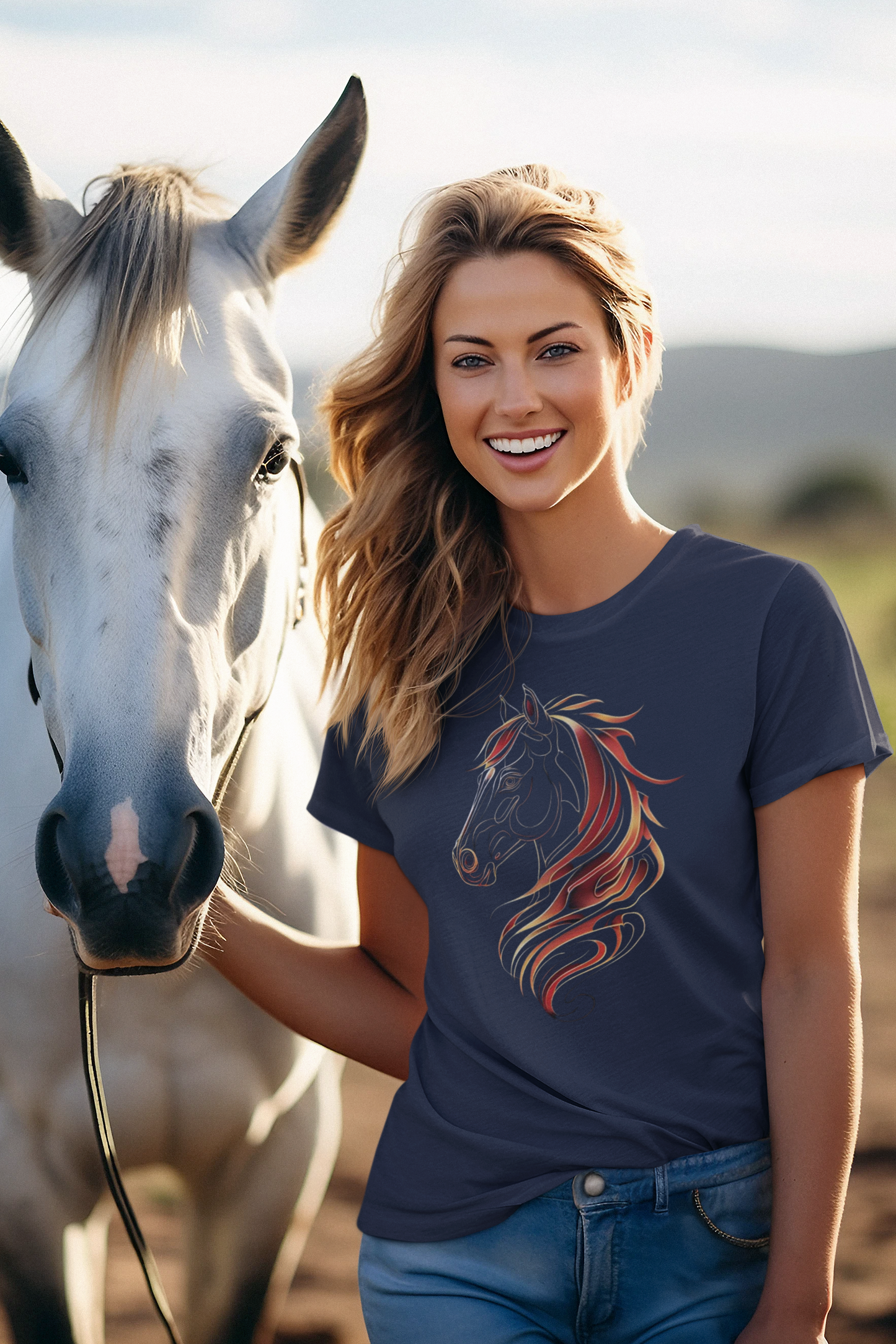 Shirt Fiery Horse - Unisex Black Tee - Bold Graphic T-Shirt for Horse Lovers